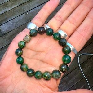 Handmade semi-precious green jade stone bracelet
